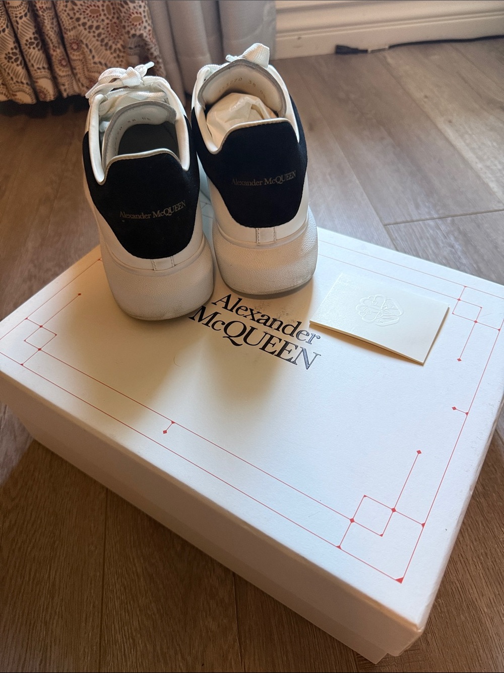 Alexander McQueen White Sneakers with Black Heel Tab